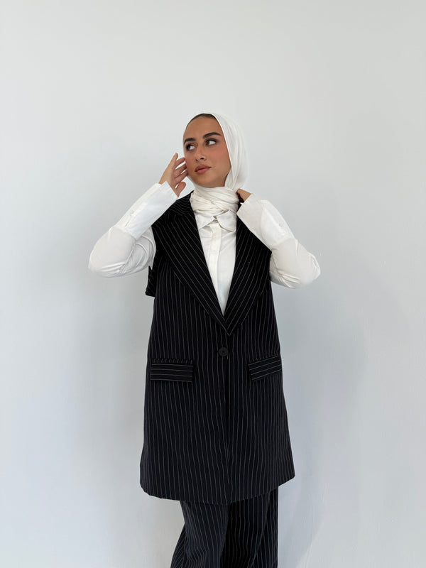 Striped Vest - Black