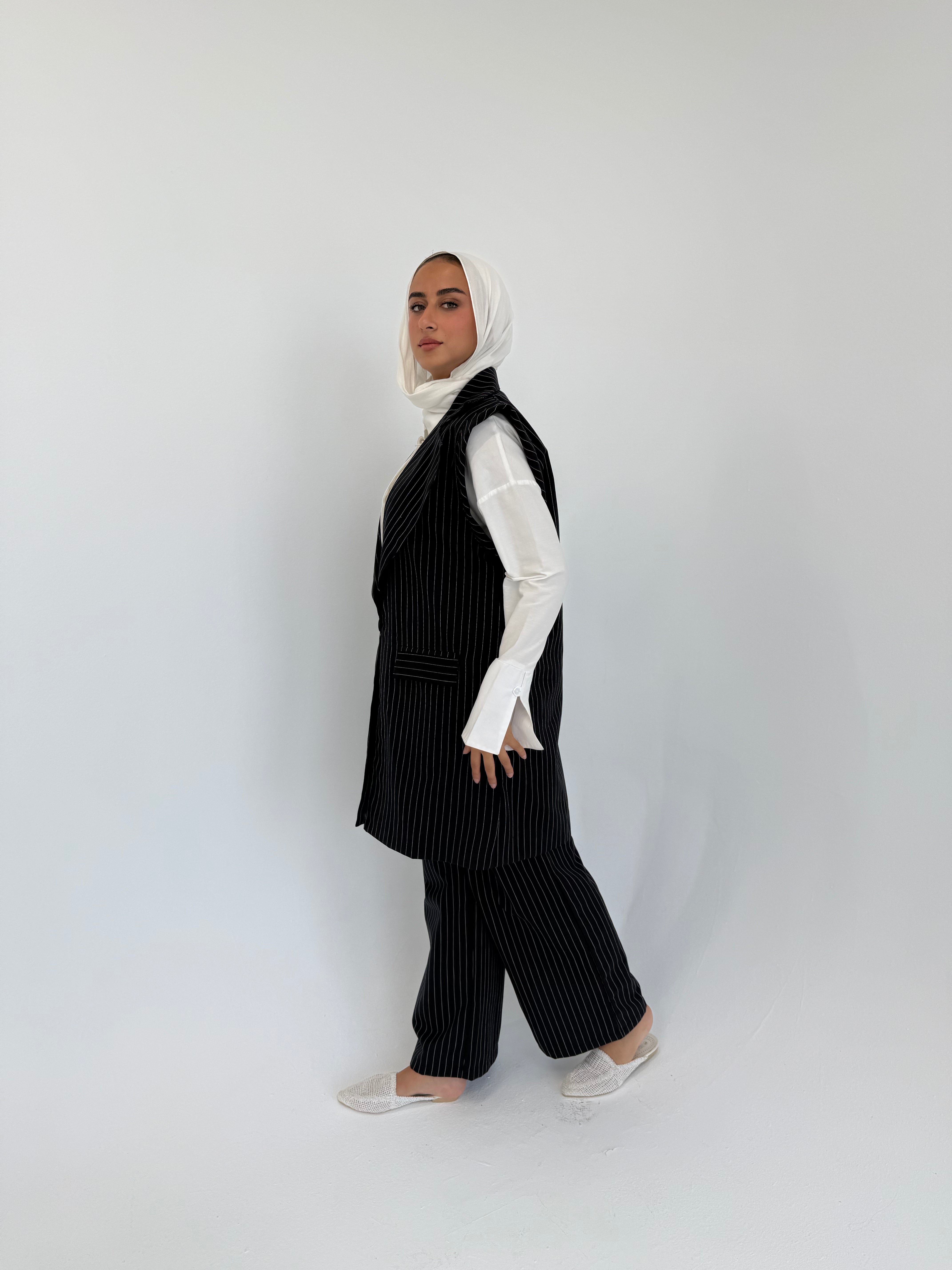 Striped Vest - Black
