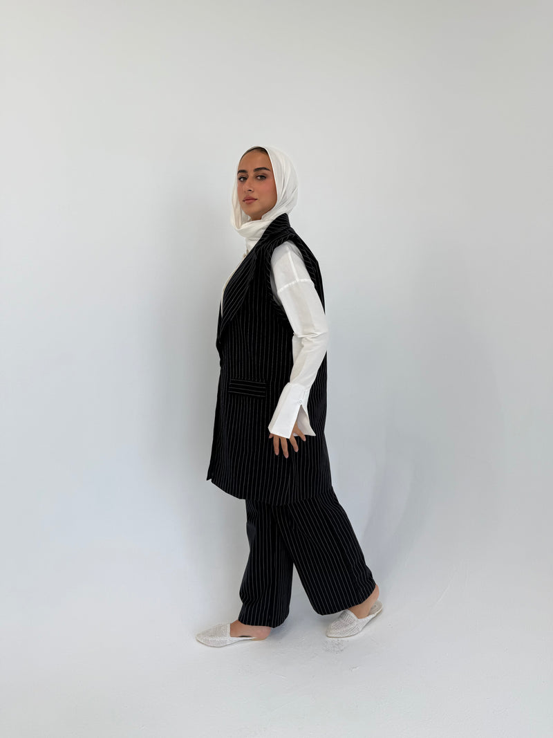 Striped Vest - Black