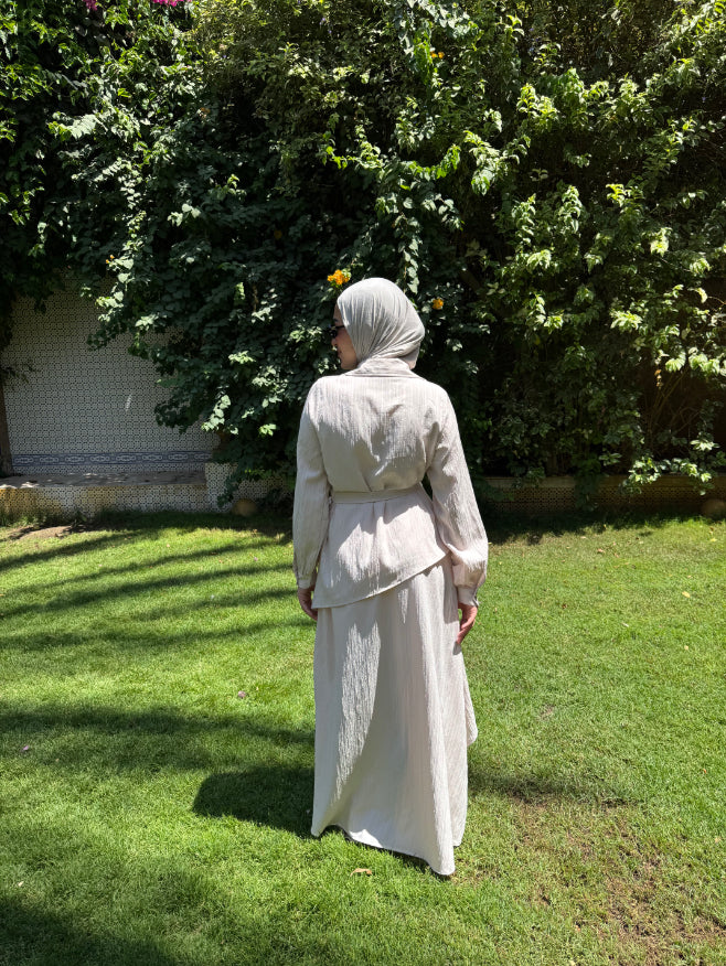 Layered Overlap Dress -Beige