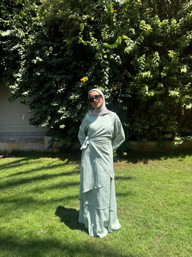 Layered Overlap Dress -Mint