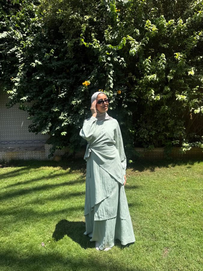 Layered Overlap Dress -Mint