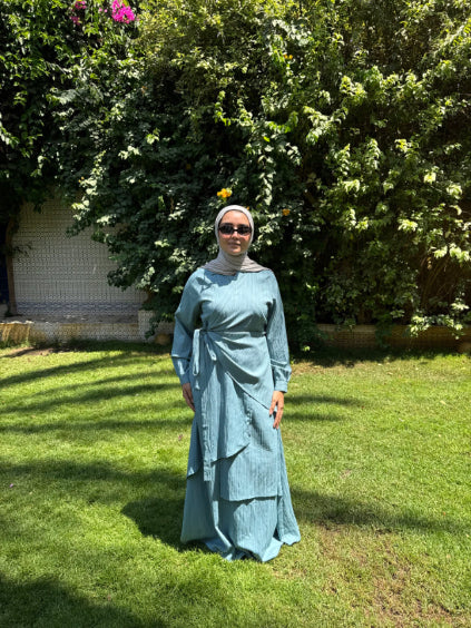 Layered Overlap Dress -Teal