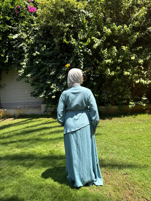 Layered Overlap Dress -Teal