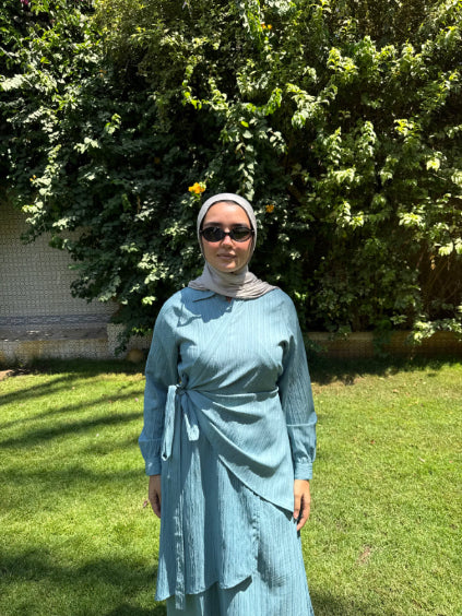 Layered Overlap Dress -Teal
