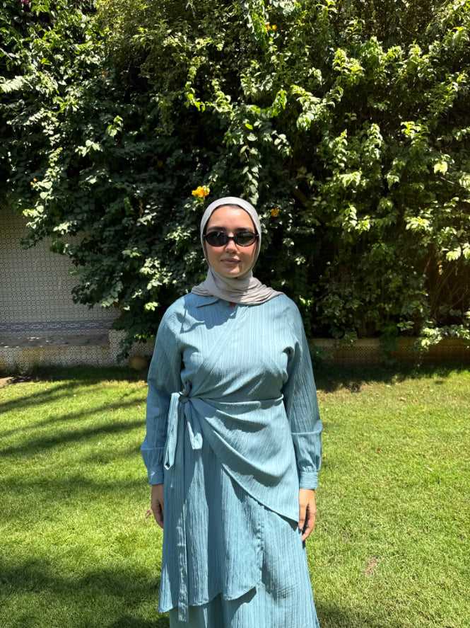Layered Overlap Dress -Teal