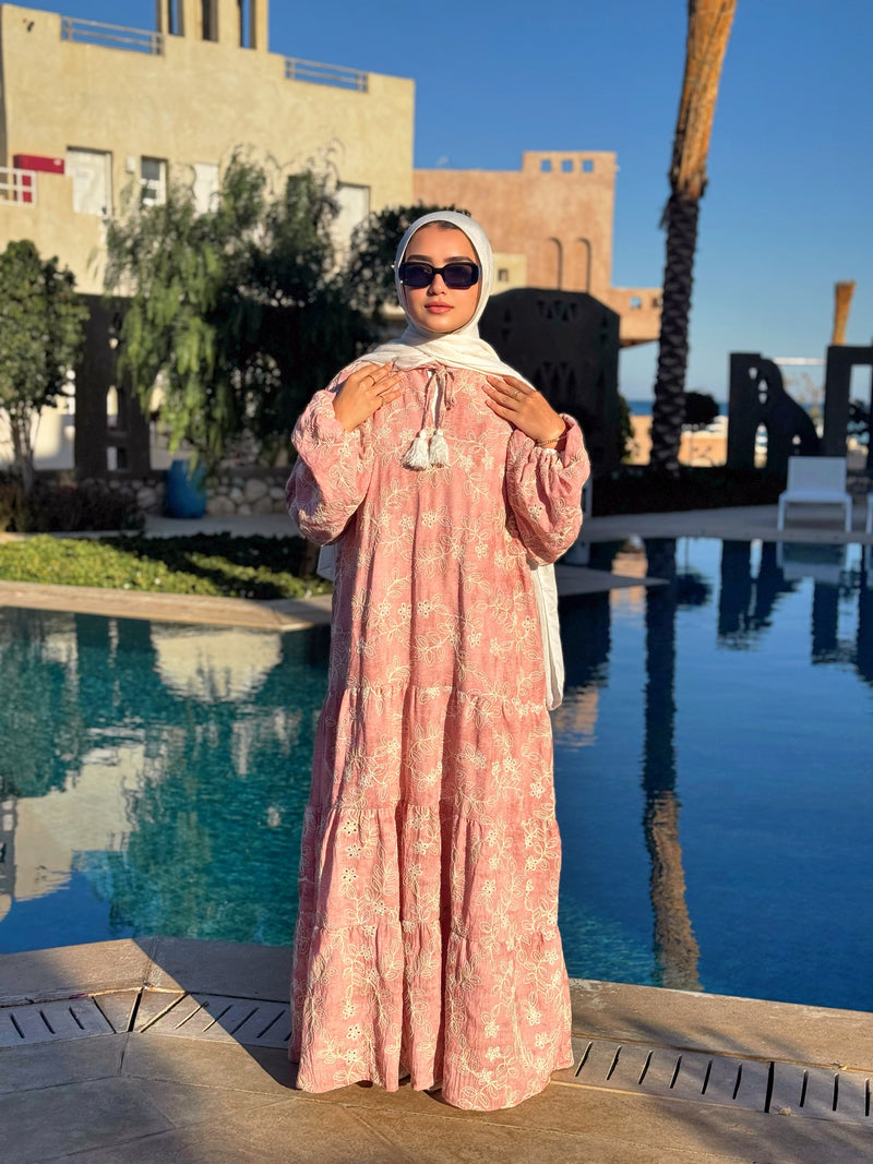 Colored Broderie Dress - Rose