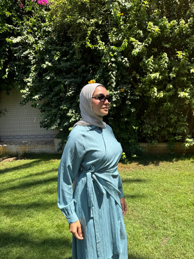 Layered Overlap Dress -Teal