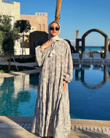 Colored Broderie Dress - Grey