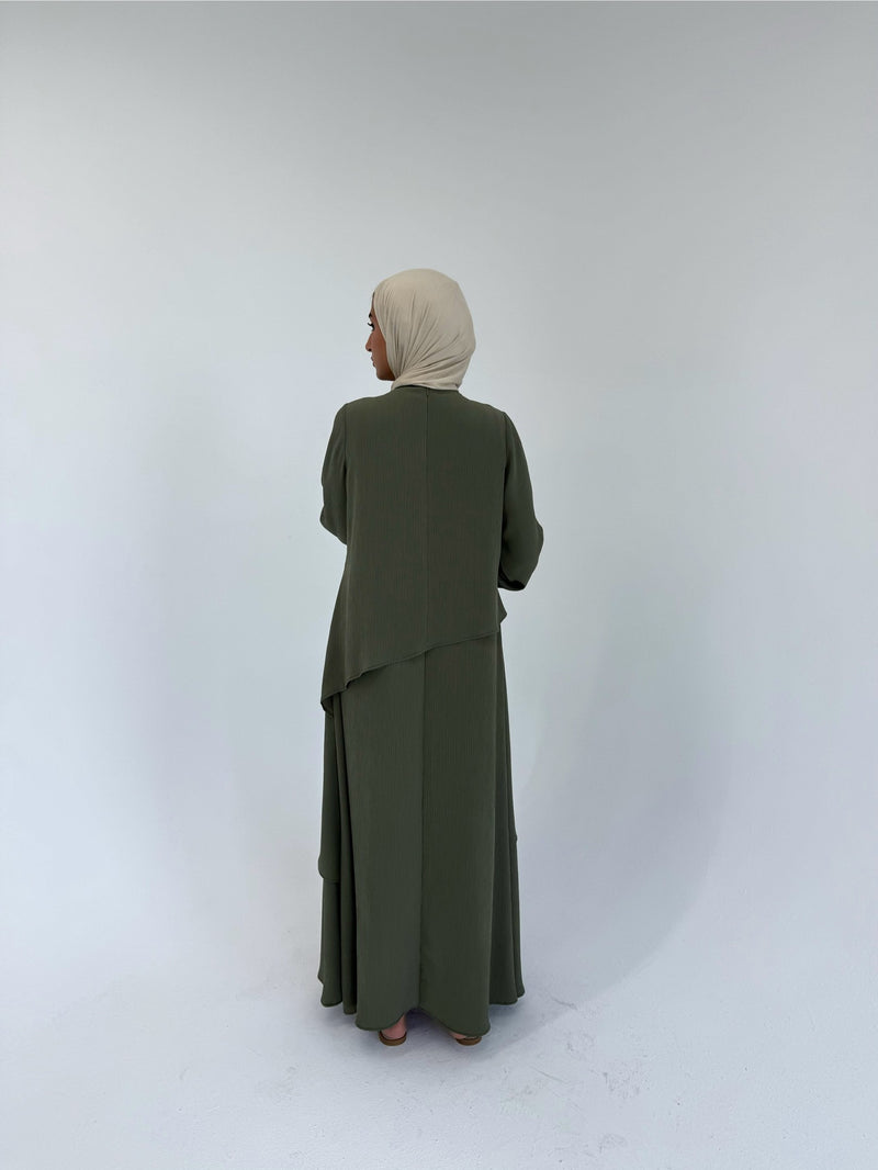 Accordion Layers Dress - Olive
