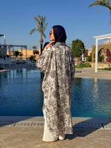 Kimono Satin Mix Prints - Beige