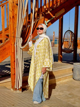Kimono Satin Mix Prints - Lime