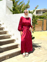 Satin Wrap Dress-Purple