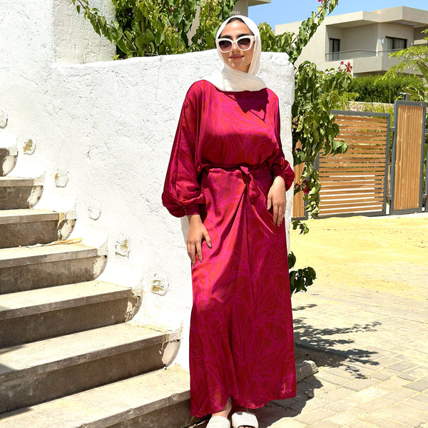 Satin Wrap Dress-Purple – Hijab Boutique