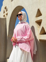 Cropped Linen Blouse - Pink