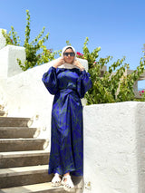 Satin Wrap Dress-Blue*Green