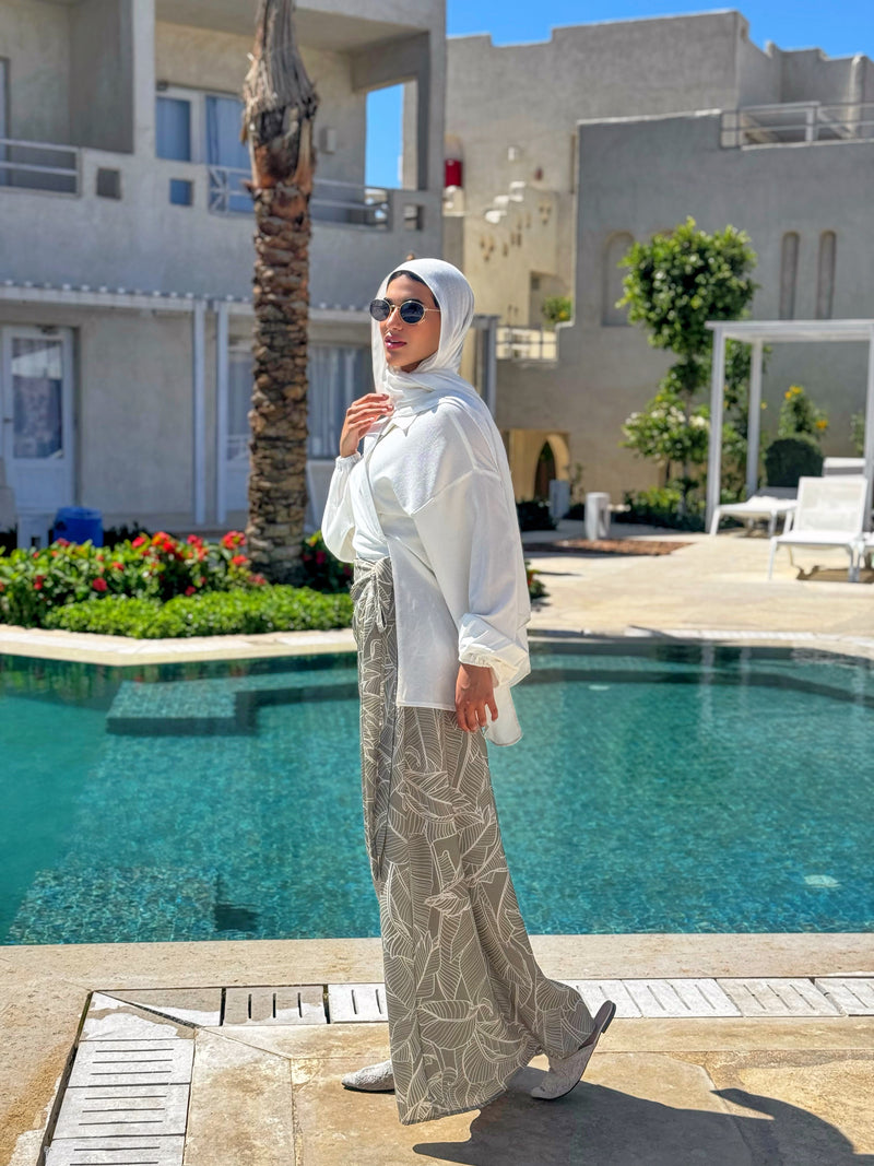 Printed Wrap Skirt - Olive