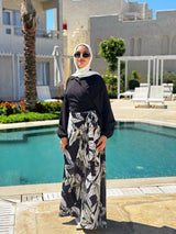 Printed Wrap Skirt - Black