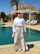 Printed Wrap Skirt - Beige