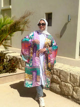 Flag Sleeves Kimono-Green*Purple