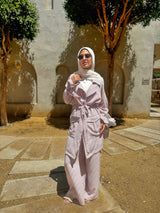 Striped Drawstring Pants - Maroon
