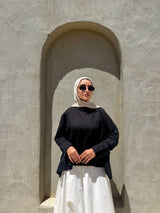 Cropped Linen Blouse - Black