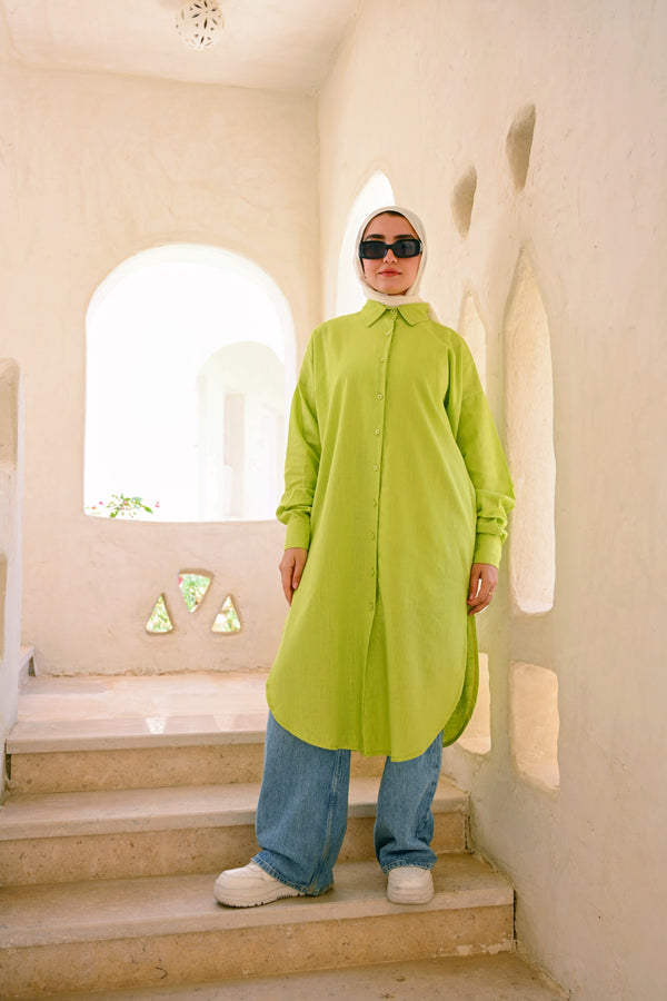 Linen Colored Shirt - Lime