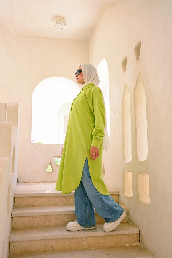 Linen Colored Shirt - Lime