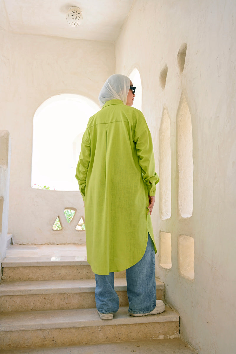 Linen Colored Shirt - Lime