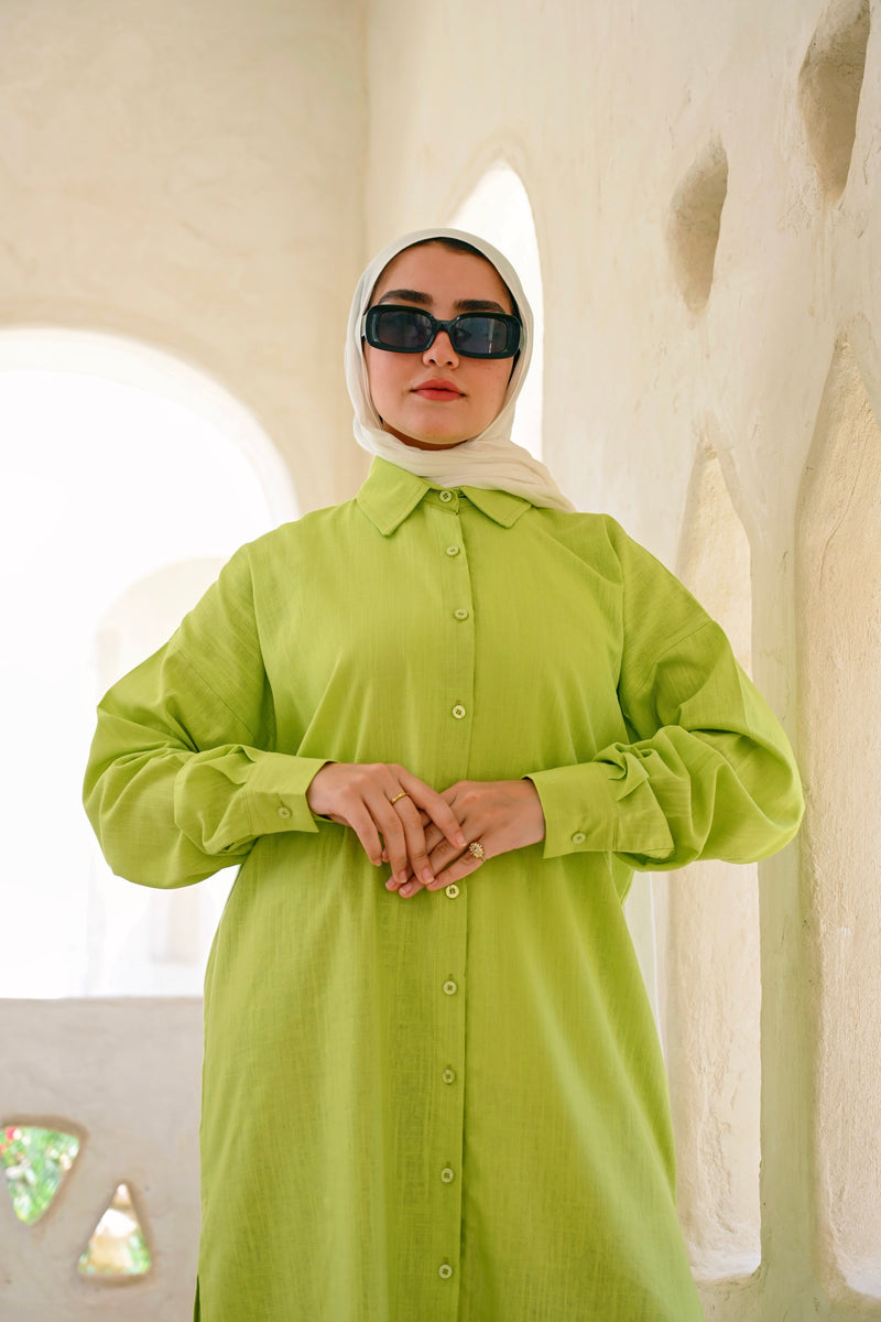 Linen Colored Shirt - Lime
