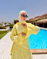 Scarf Linen Blouse  -Yellow