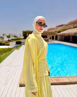 Scarf Linen Blouse  -Yellow