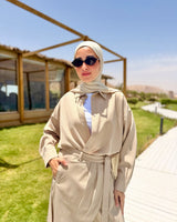 High-Low Shirt-Striped Beige