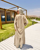 High-Low Shirt-Striped Beige