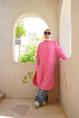 Linen Colored Shirt - Fuchsia
