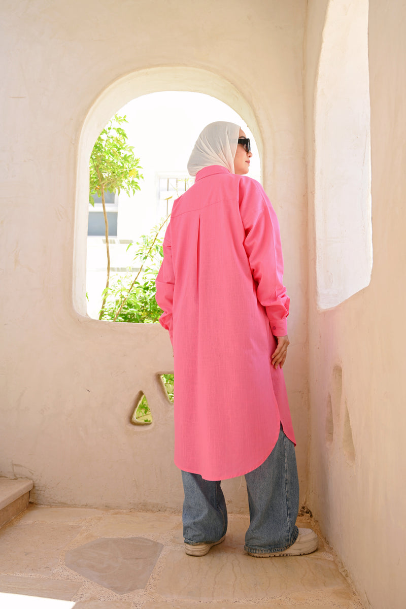 Linen Colored Shirt - Fuchsia