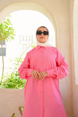 Linen Colored Shirt - Fuchsia