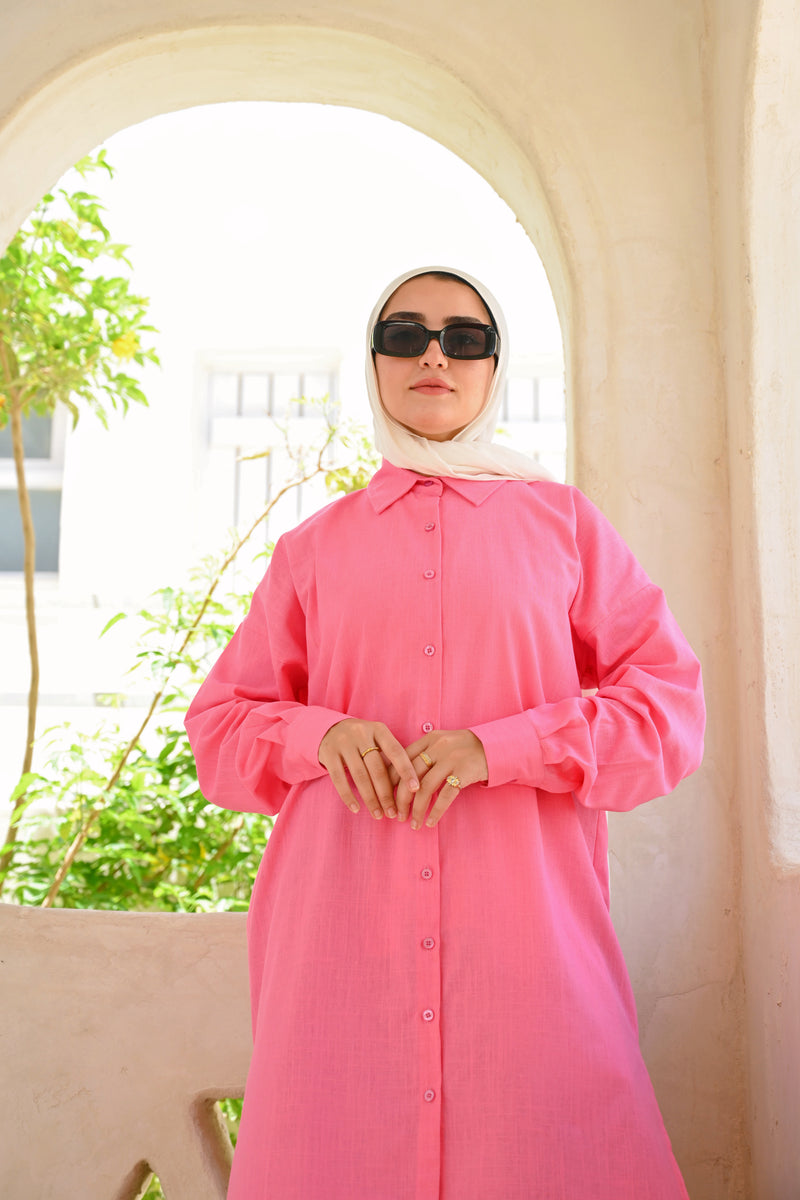 Linen Colored Shirt - Fuchsia