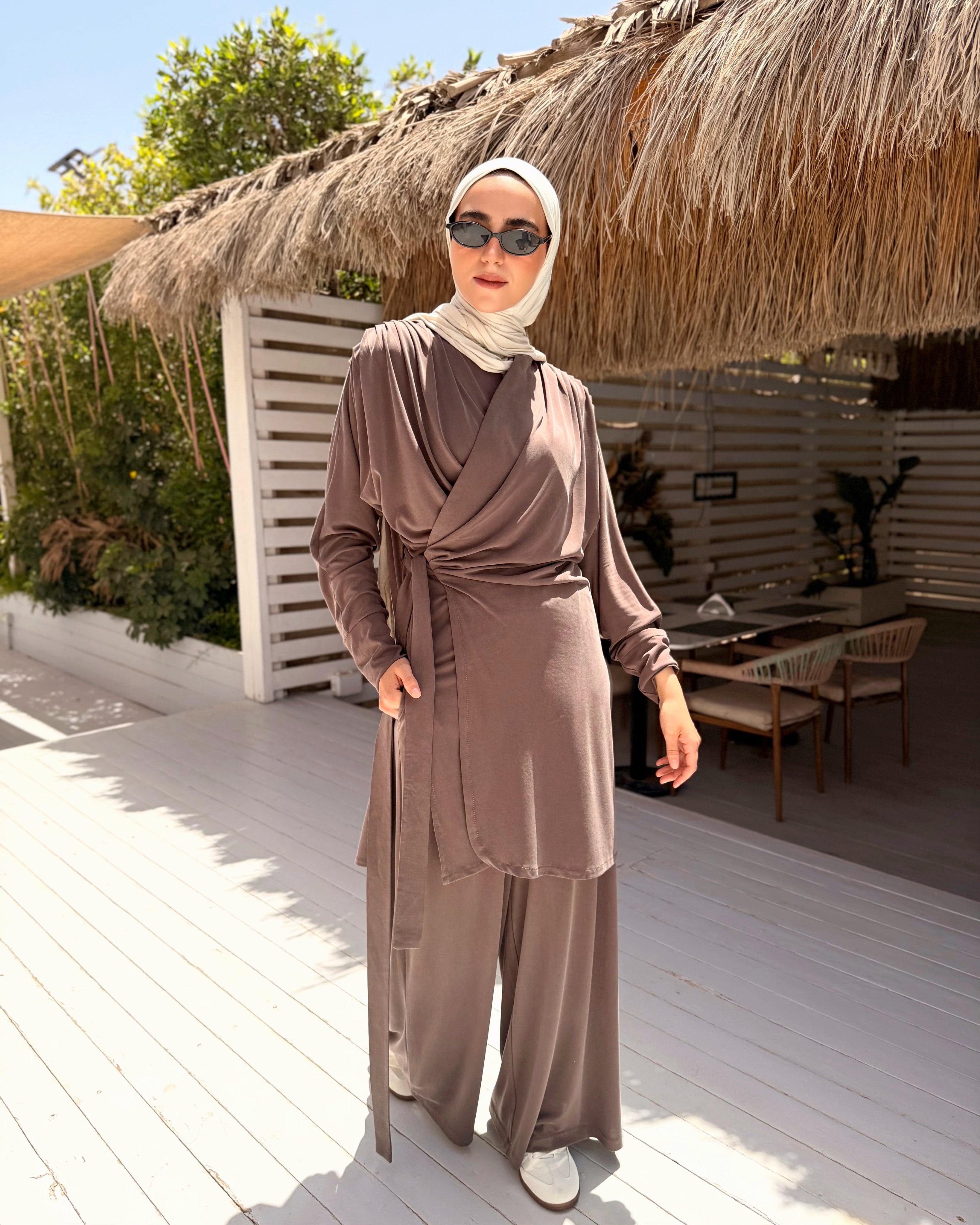 Soft Wrap Blouse-Cafe