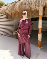 Soft Wrap Blouse-Maroon