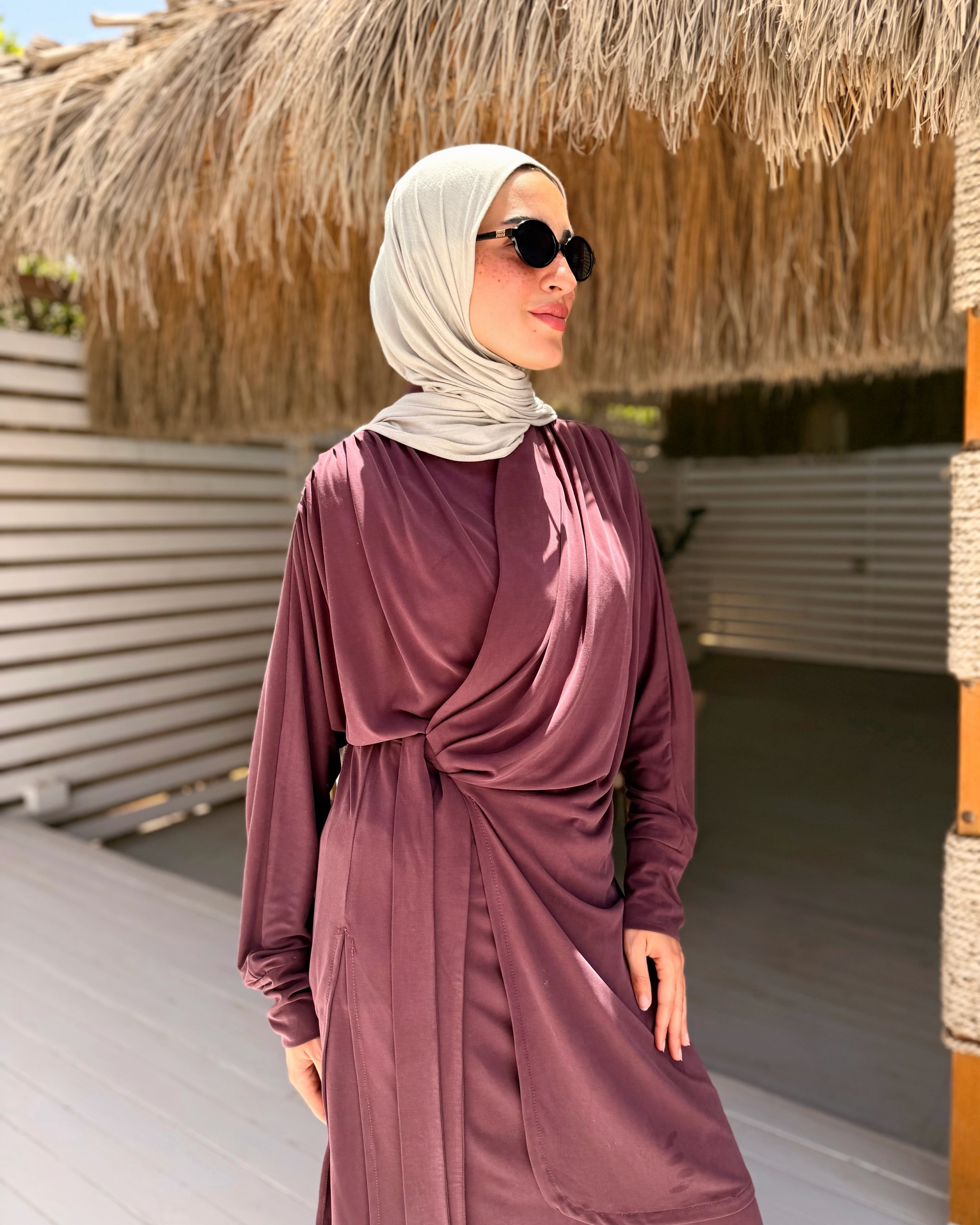 Soft Wrap Blouse-Maroon