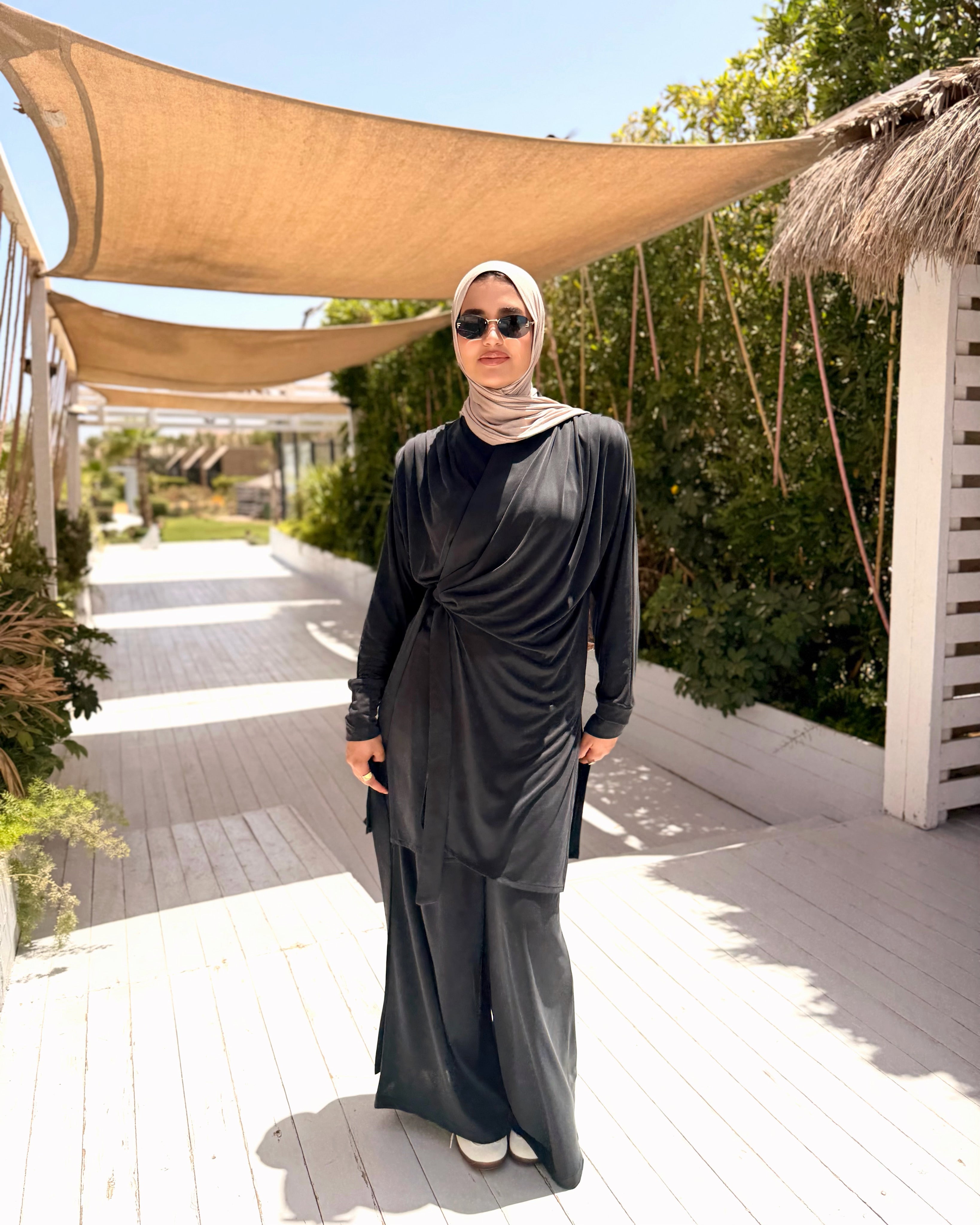 Soft Wide Leg Pants-Black