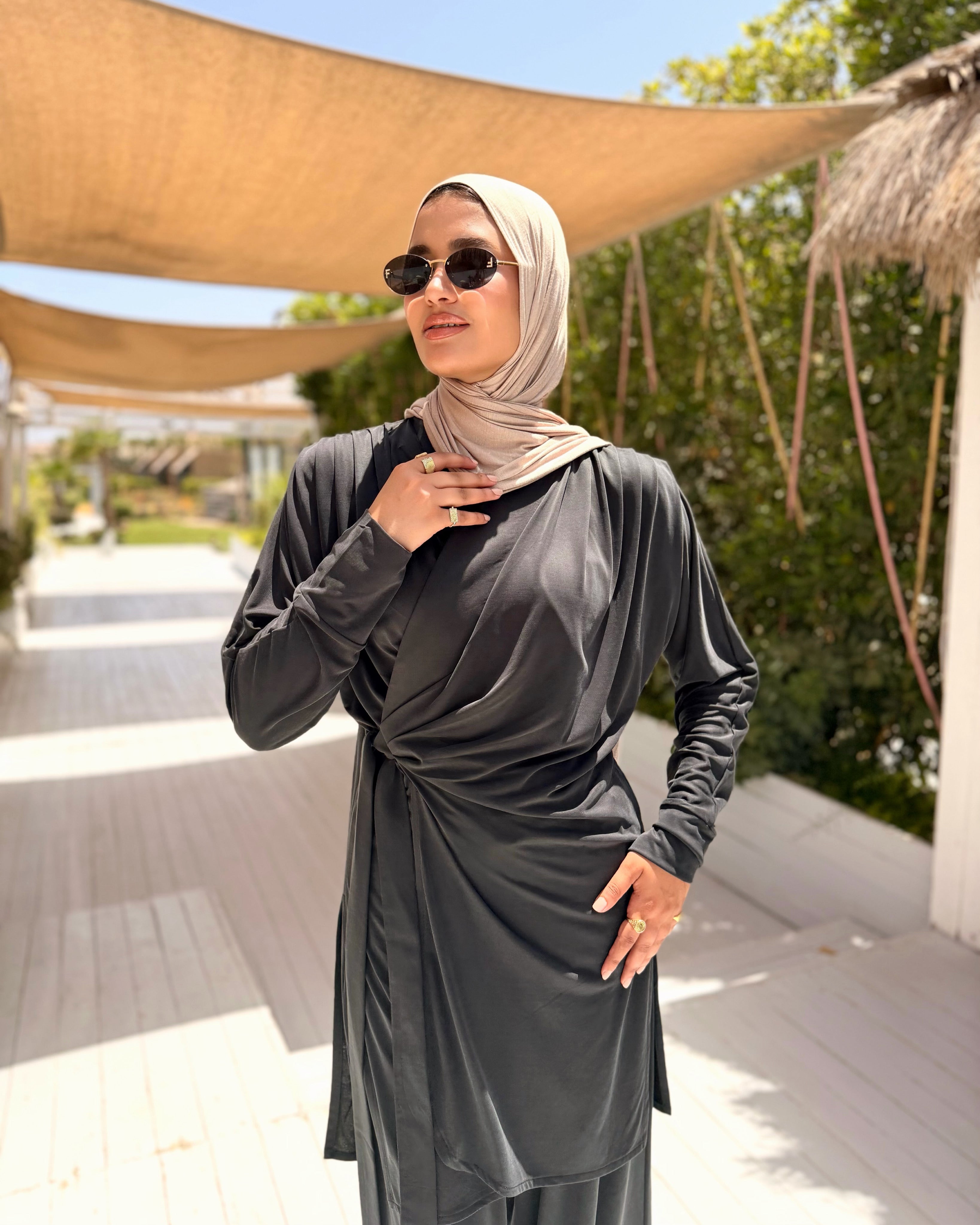 Soft Wrap Blouse-Black