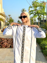 Poplin Embroidered Shirt-White*Black