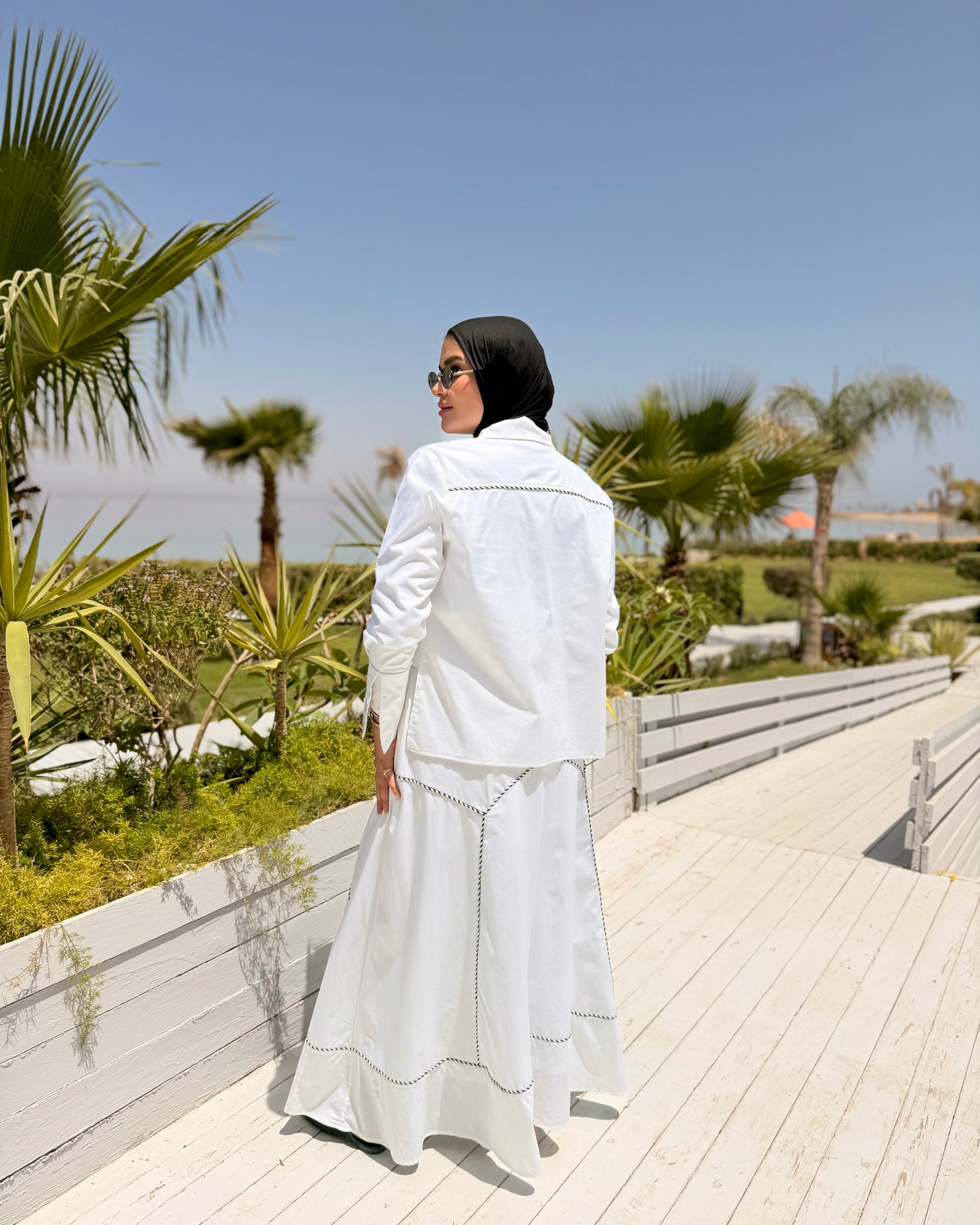 Piped Poplin Shirt-White