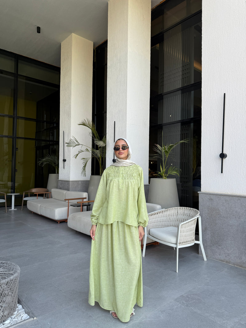 Ruffled Waist Skirt - Lime