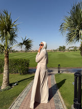 Side Gathered Dress - Beige
