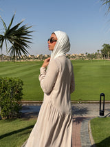 Side Gathered Dress - Beige