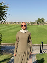 Side Gathered Dress - Olive