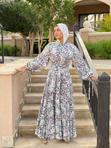Suede Tie-Neck Dress-White*Green